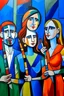 Placeholder: picasso style cubism 5 people