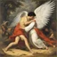 Placeholder: [art by FRANÇOIS MIVILLE-DESCHÊNES] Jacob wrestling with angel