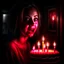 Placeholder: horror woman birthday, motion blur, 8k, downlight, soft light, depth of field, photorealism, trending on art station, lotsa detail