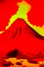 Placeholder: A red volcano with chaotic fire painted by Andy Warhol