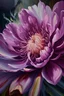 Placeholder: oil painting of a blooming flower with many folds, using pink and purple colour palate