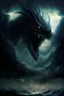 Placeholder: leviathan demon huge long abyssal dark seprent monster beast sky