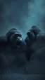 Placeholder: ,surrealism of the dark of a nightmare , hyper photorealistic, hyper detailed bright art color, high resolution, fog, octane render, tilt shift, HDRI Environment, all pictures dark gray, two gorillas in love