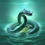 Placeholder: A water serpent, rearing back as it stands up in a pool of water.