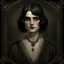 Placeholder: 1920s dark hair disturbed occult collector grimdark realistic