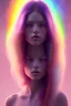 Placeholder: girl, cute, beautiful, long hair, rainbow hair, rainbows, close up portrait by Greg Rutkowski