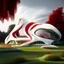 Placeholder: Casa campestre estilo Zaha Hadid obra de arte detallada color blanco crema y rojo imperial arte digital impactante hiperrealista 8k