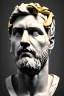 Placeholder: Ultra Realistic image, Roman sculpture bust, clean white marble material, Lionel Messi, gold Laurel crown, renaissance ornaments, one gold star, gradient background, cinematic lighting, god light, 4k resolution, smooth details, ornate details, soft lighting, unreal engine 5, art station, substance 3d.