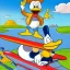 Placeholder: donald duck and franck traveling a rocket by jim woodring