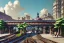 Placeholder: Train under Elevated sidewalk ,Vignola classicism garden roof,palladio,uphill road building ,Various colourful city,A beautiful,liveable street with beautiful Human scaled,mid raise building,green building,plants,tree,stairs,detailed facades,Eye level,hyperrealistic,photorealistic,4k,