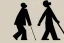 Placeholder: digital illustration of a blind man , holding cane, walking