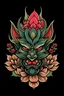 Placeholder: Lotus flower and oni mask