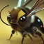 Placeholder: depth of field, cyborg bee, macro lens, hyperphoorealstic