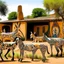 Placeholder: A tan semi-desert grounds with animals designed in African pottery painted by Pablo Picasso