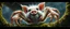 Placeholder: the high speed magical face of a fluffy pig crab spider yoga with charm in web from mossy tower, master oil painting by Rembrandt and Escher, in his moss covered space ship , brightened edges to give a sense of depth, motion blur