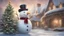Placeholder: high quality, A magical image of a snowman,, where soft flakes gently fall from the sky. A majestic Christmas tree, adorned with twinkling lights, stands out in the scene. spreading Christmas joy. The gentle light from the stars and Christmas decorations creates a warm and enchanting atmosphere, capturing all the magic of Christmas.