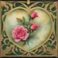 Placeholder: Briar wisp, throned roses around a heart, autography on luminous sunlit translucent silk, windblown ripple, opalescent color (Geneva Wilson inspired).