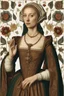 Placeholder: portrait of a renaissance woman in the style of jan van eyck on a white background