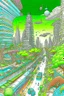 Placeholder: a highly detailed pencil and colour marker digital drawing of beautiful organic futuristic city in harmony with nature, full screen, fine details and contours, intricate, small minutiae, tiny features, particulars, sharp photo lens, acute outlines, digitally enhanced, least ambient occlusion, sidewalk view from the pedestrian perspective, wide angle camera, volumetric lighting, volumetric clouds, uhd, 8k, vitality colors, for book cover, enscape render, by antoni gaudí, thine line style