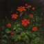 Placeholder: Night, red flowers, vegetations, forest, creepy, gloomy, gothic dark influence, charles leickert paintings, and konstantin korovin paintings