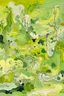 Placeholder: A pale greenish yellow dream land with weird shapes painted by Jackson Pollock