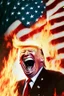 Placeholder: donald trump maniacally laughing while burning the american flag