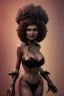 Placeholder: Pam Grier as evil queen in black leather, leather, busty, cleavage, angry, stern look. character design by cory loftis, fenghua zhong, ryohei hase, ismail inceoglu and ruan jia. unreal engine 5, artistic lighting, highly detailed, photorealistic, fantasy