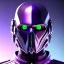 Placeholder: futuristic purple masked villain in galaxy, teal and purple smoke, detailed, realistic, 4k