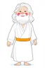 Placeholder: Disney style, white hair, white skin, white beard, coloring book, minimalism, simple lines, white background, STICKER, WHOLE BODY, A CUTE JESUS CHRIST, WAVY HAIR, BEARD, COVERING THE WHOLE BODY WHITE LONG TUNIC, LIGHT DOWN, HAPPY face , A detailed illustration, in the style of Studio Ghibli, 3D vector art, cute and quirky, fantasy art, Adobe Illustrator, hand-drawn, low-