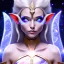 Placeholder: cosmic mage, elf, female, battle mage, cosmic sword, epic, cosmic magic, staff, long ears, white hair, face details, odd-eyes, pale skin, detailed eyes, jewellery