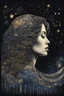 Placeholder: Double exposure of a female person's profile and a utopistic starry night sky, dramatic mood, dark depressive style, highly detailed intricate, surreal, stunning