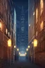 Placeholder: City background for portrait photos, brick roads, dark sky