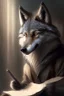 Placeholder: a good humanized wolf who can help in reading a document