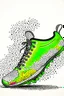 Placeholder: Draw the bottom of a shoe as viewed directly from the bottom. The shoe is white and made entirely from the shapes of ghosts in the style of Salvador Dali’s “the face of war”. Use no more than 4 colours.