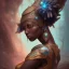 Placeholder: sango fantasy, fantasy magic, intricate, sharp focus, illustration, highly detailed, digital painting, concept art, matte, masterpiece head sexy view black African moroccan beauty black afro hair space lady turquoise carp skin African space landslide