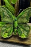 Placeholder: A lime green nature elemental butterfly designed in Navajo woven art painted by Gustave Courbet