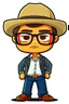 Placeholder: Vectores imágen of Gustavo Petro serious with hat, jeans and shirt no lentes speaking in a speech full body chibi