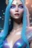 Placeholder: woman glitter blue fairy in a galactic ambiance, long blue hair, detailed gorgeous smile, delicate colors in the foreground, full of details, smooth, light effect，vaporwave colorful, smooth, extremely sharp detail, finely tuned detail, ultra high definition, 8 k, unreal engine 5, ultra sharp