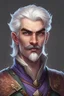 Placeholder: Generate a dungeons and dragons character portrait of the face of a male order of scribes wizard handsome svirfneblin. He has white eyebrows. He has white hair, eyebrows, moustache and goatee. He's 19 years old.