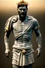 Placeholder: Ultra Realistic image, Roman sculpture, white marble material, Lionel Messi, gold crown of natural thorns, god crown, Renaissance style, sun rays background, waist up portrait, epic, celestial, cinematic lighting, God lights, 4k resolution, smooth details, soft lighting, unreal engine 5, art station, substance 3d.