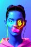 Placeholder: Ultra Realistic image, Rosalía artist, waist up portrait, black eye line, sweet angry face , gold, blue, pop style, pink spray line make up, geometric, led lights, neon, rings piercing, led ornament, fog, bubble latex coat, vibrant color, highly detailed, art stations, concept art, smooth, unreal engine 5, god rays, ray tracing, RTX, lumen lighting, ultra detail, volumetric lighting, 3d, finely drawn, high definition, high resolution.