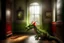 Placeholder: A real good dragon knocks on the wndow of a child's room, realism photographic,