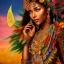 Placeholder: bright brazilian indigenous, beautiful portrait, flowery landscape, light