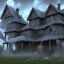 Placeholder: Araignée immense tissant toile sur maison