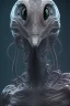 Placeholder: snake alien, head,8 eyes, smile, 8k, with hairs, finely detailed, photo realistic, HR Giger style