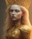 Placeholder: Statue of Queen of photography. Cute blonde woman. Photographer in golden crown. Standing on the street. Big camera in her hand. hyperdetailed, photorealistic, trending on artstation, greg rutkowski, beksinski, kodachrome