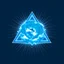 Placeholder: a blue nuclear explosion inside an equilateral triangle, radiant lines, vector logo