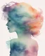 Placeholder: woman silhouette and hair watercolor draw pastel colors