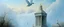 Placeholder: A palish light blue foggy temple in the sky with a hummingbird designed in ancient Greek pottery painted by Caspar David Friedrich