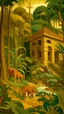 Placeholder: A tan prison in a dry prehistoric jungle painted by Paul Ranson